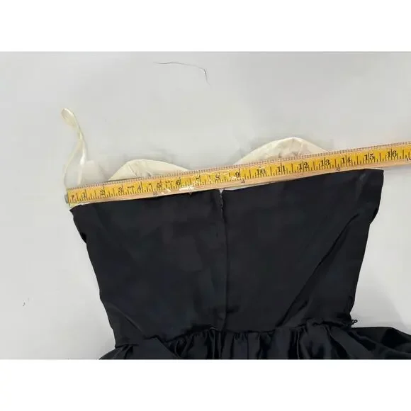 Vintage Jolie Madame Strapless Dress Womens 7/8 Black White Tulle Asymmetrical - Picture 14 of 16